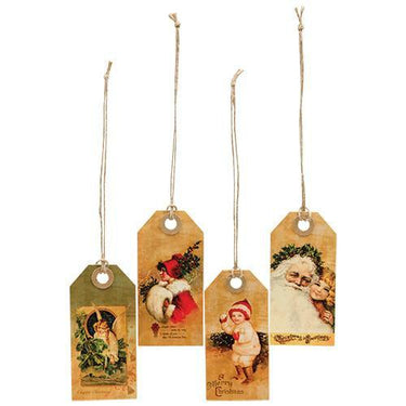 4 Set Vintage Merry Christmas Tags - The Fox Decor